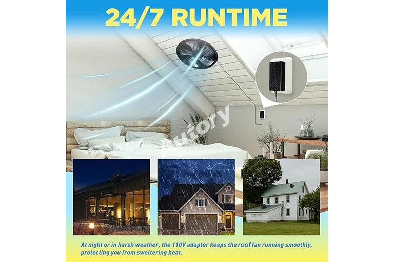 320mm Solar Roof Ventilation Fan, Hybrid Solar & Wireless Power with Remote Control