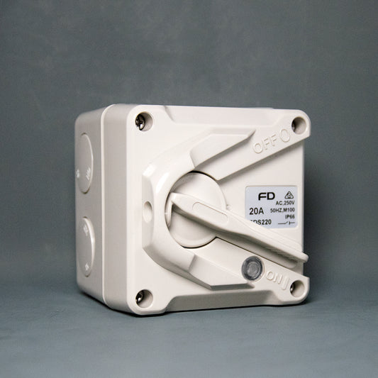 Lockable Mini Weather Protected Isolator Switch 2 Pole 20A-Carton Size Available