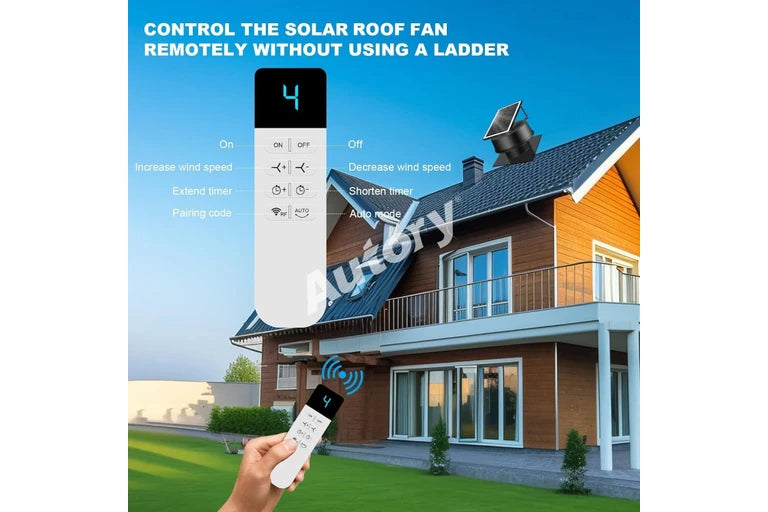 320mm Solar Roof Ventilation Fan, Hybrid Solar & Wireless Power with Remote Control