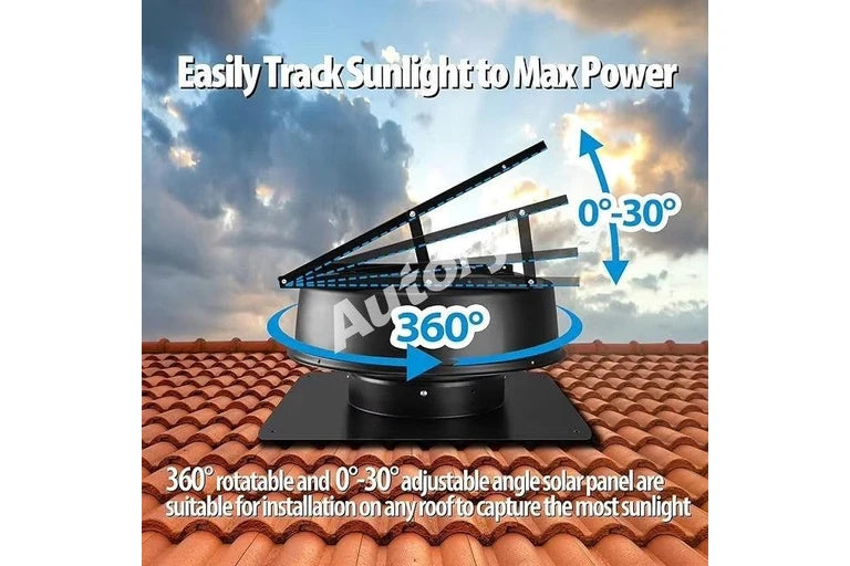 320mm Solar Roof Ventilation Fan, Hybrid Solar & Wireless Power with Remote Control