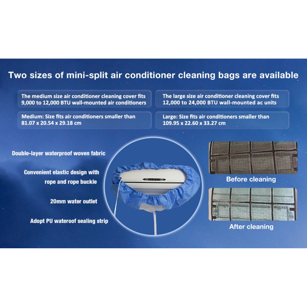 Size Guide of air conditioner cleaning bag cover