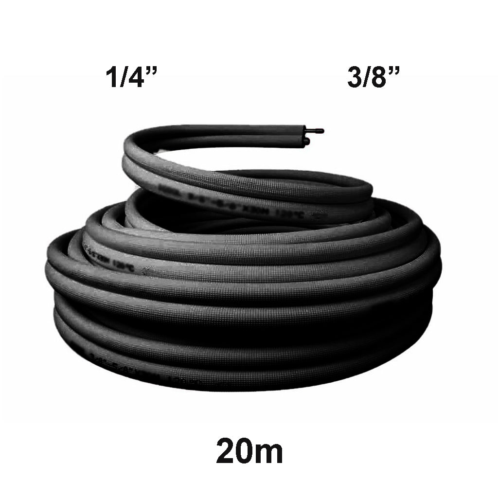 1/4"X0.81+3/8"X0.81 Air Condition Pair coil with BLACK insulation_20M