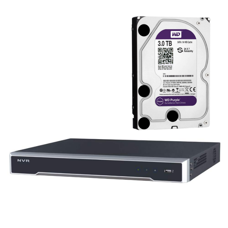 Hikvision 4ch PoE CCTV NVR 4K NO Hard Drive / 3TB Hard Drive