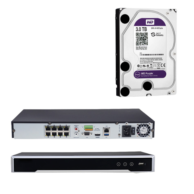 Hikvision 8ch PoE CCTV NVR, 4K NO Hard Drive / 3TB Hard Drive