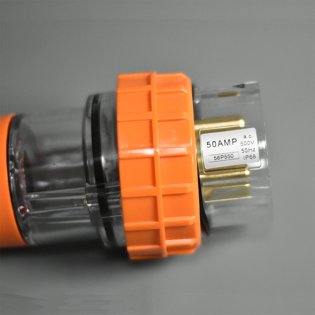 5 Round Pin 50AMP Weatherproof Straight Plug Star Sparky