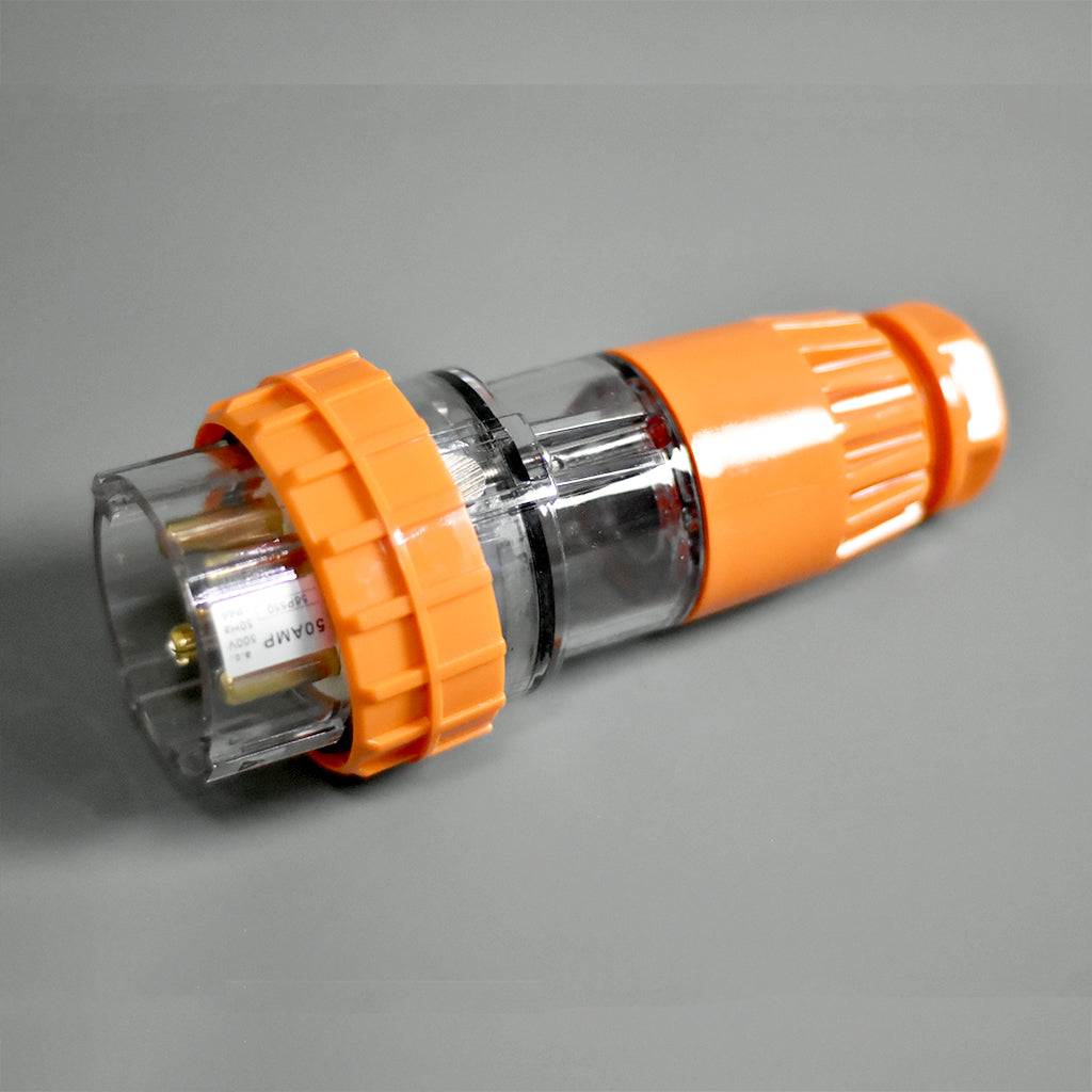 5 Round Pin 50AMP Weatherproof Straight Plug Star Sparky