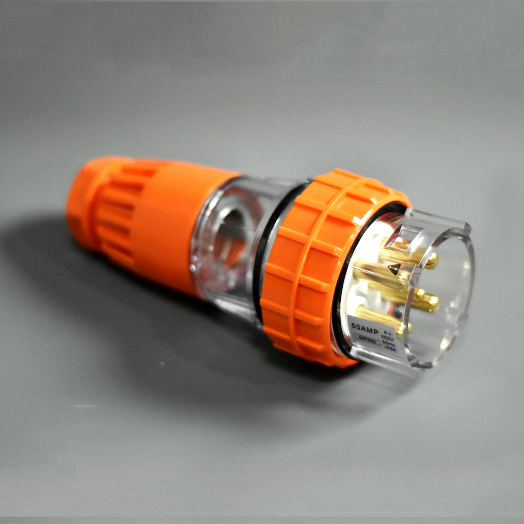 5 Round Pin 50AMP Weatherproof Straight Plug Star Sparky