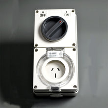 Load image into Gallery viewer, 3 Pin 15A Weatherproof Combination Switched Socket