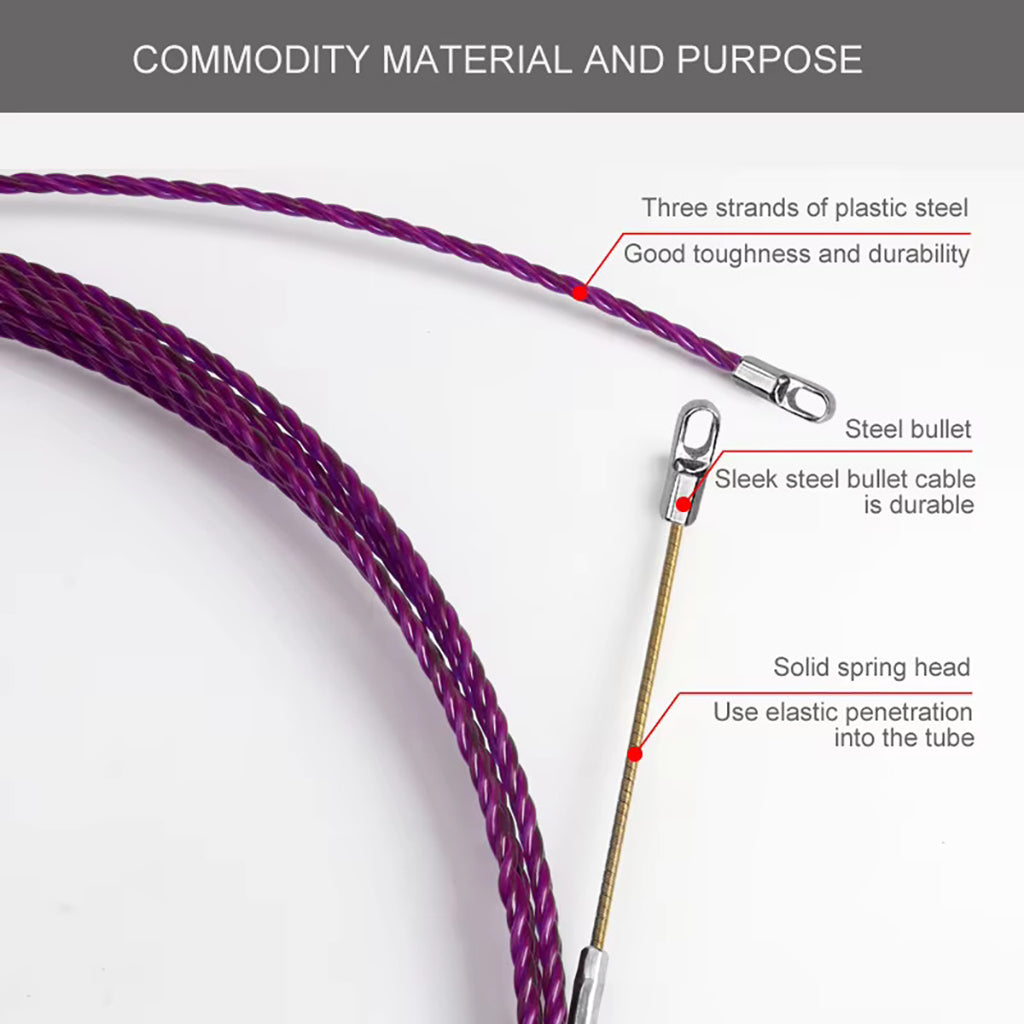 Electrician Cable Puller Tool | Purple Coated Steel | 5M
