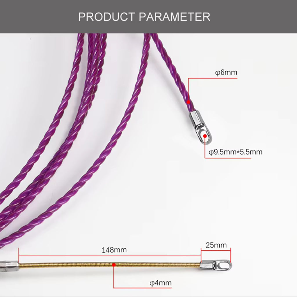 Electrician Cable Puller Tool | Purple Coated Steel | 5M