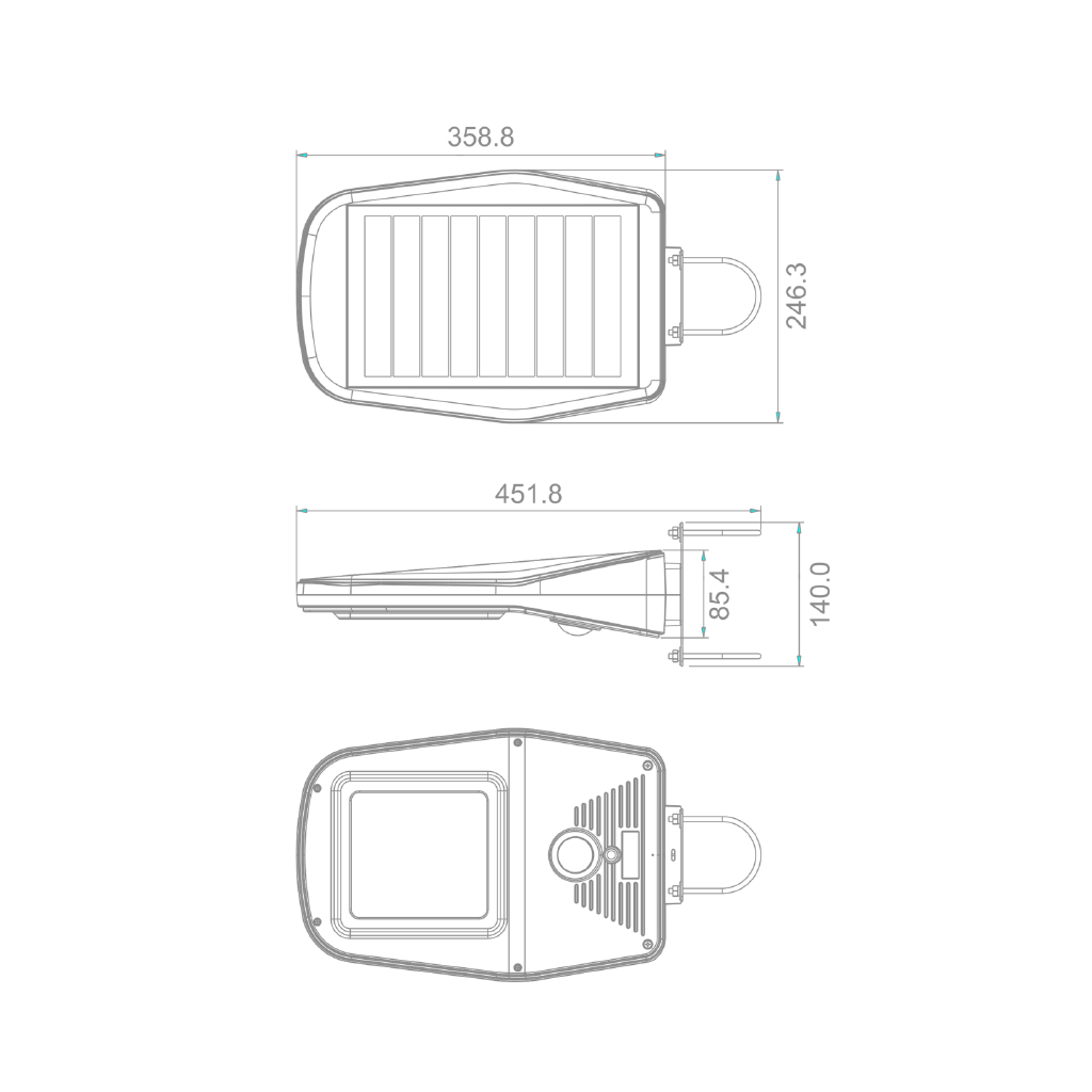 Solar Yard Light 3000lm led Street Waterproof Motion Detected Area Light with Control