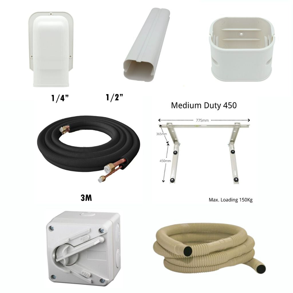 Air Conditioning Ground Floor Installation Kit Bundle-1/4''1/2''