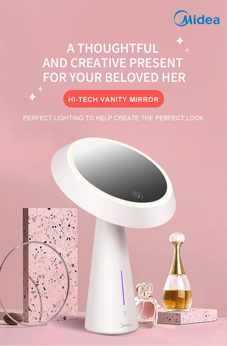 Midea LED Lighted Makeup Mirror - Smart Touch Screen Control - Star Sparky Direct