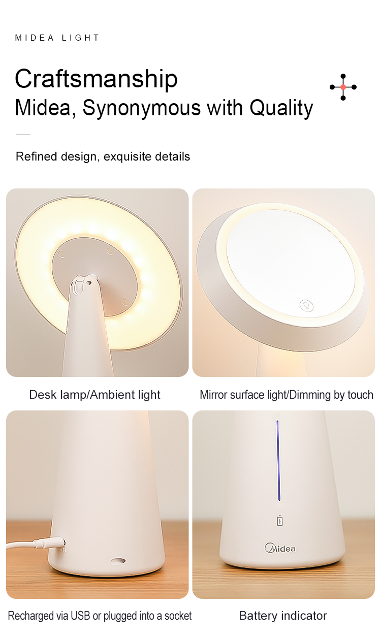 Midea LED Lighted Makeup Mirror - Smart Touch Screen Control - Star Sparky Direct