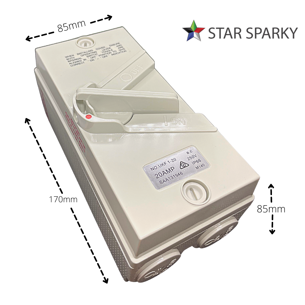 1 Phase 20A Weatherproof Isolator Switch - Star Sparky Direct