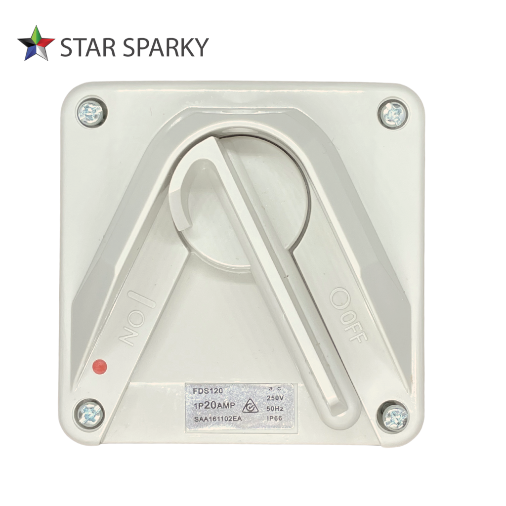 Lockable Mini Weather Protected Isolator Switch 1 Pole 20A -MUKF-1P20 - Star Sparky Direct