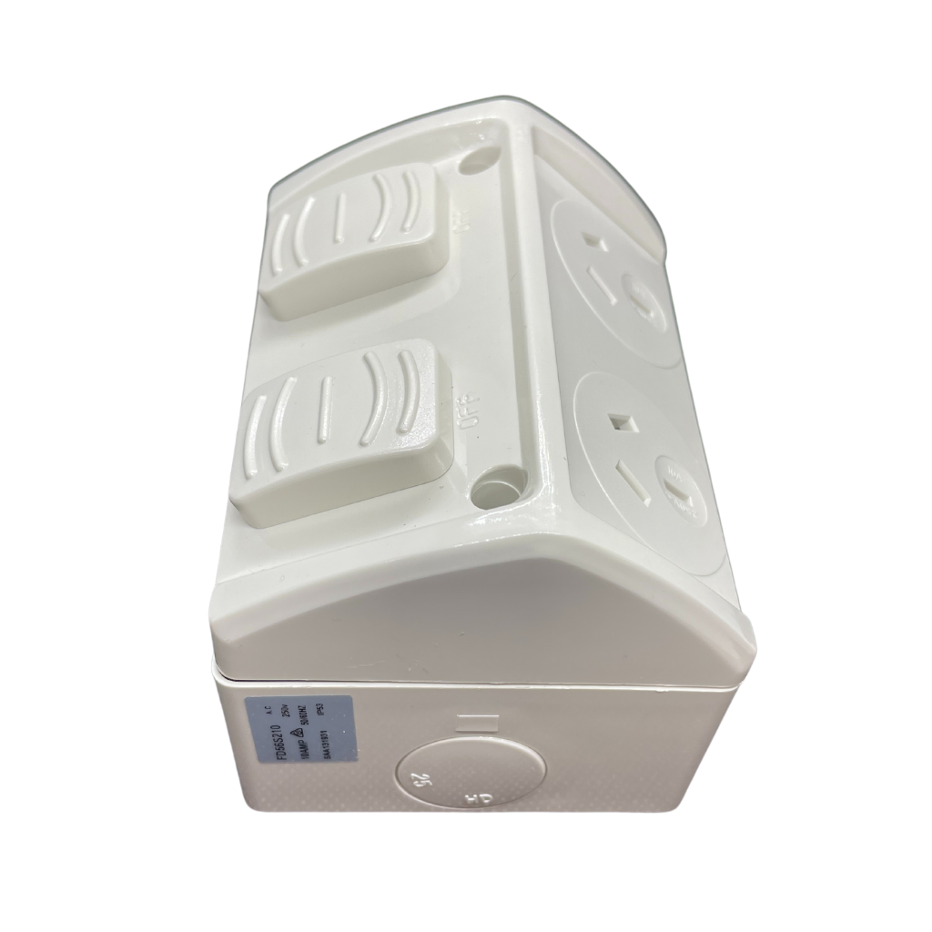 2 Phase Outdoor Weatherproof Double Powerpoint Outlet - Star Sparky Direct