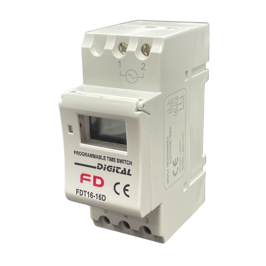DIN Rail Mount Digital Timer with LCD Display 16A 250V