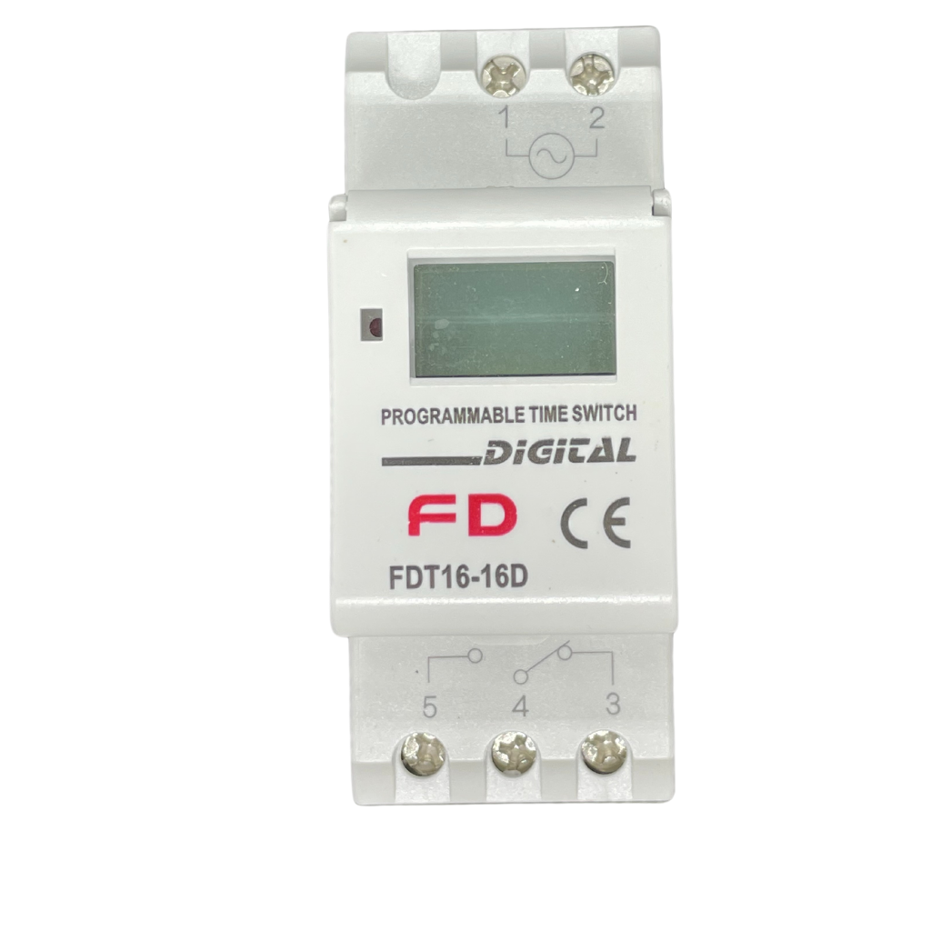 DIN Rail Mount Digital Timer with LCD Display 16A 250V