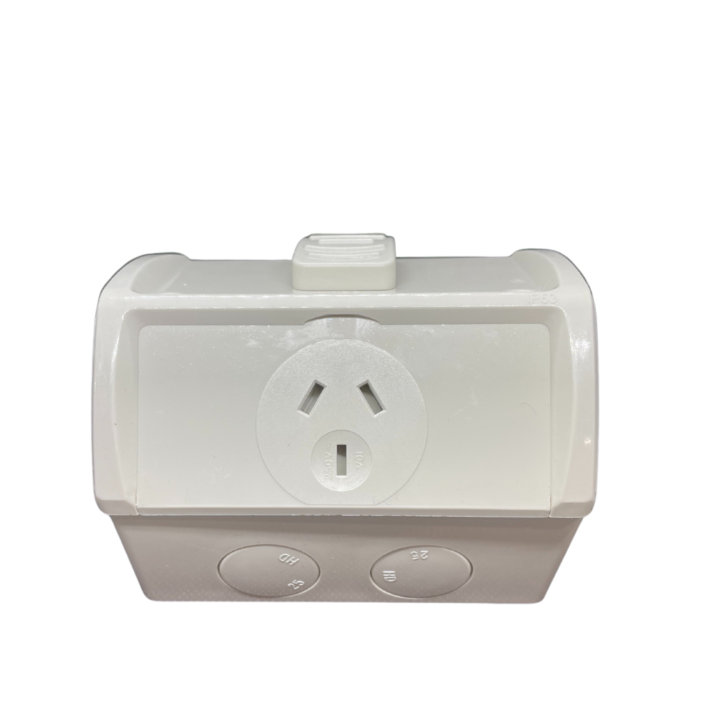 IP53 Single Outdoor Weatherproof Switched PowerPoint GPO Outlet 10A,250V - Star Sparky Direct
