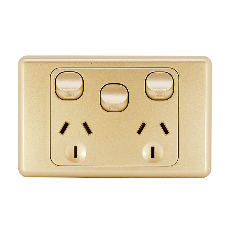 Double Power Point with Extra switch 10A colour Gold - AS316-G