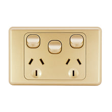 Load image into Gallery viewer, Double Power Point with Extra switch 10A colour Gold - AS316-G