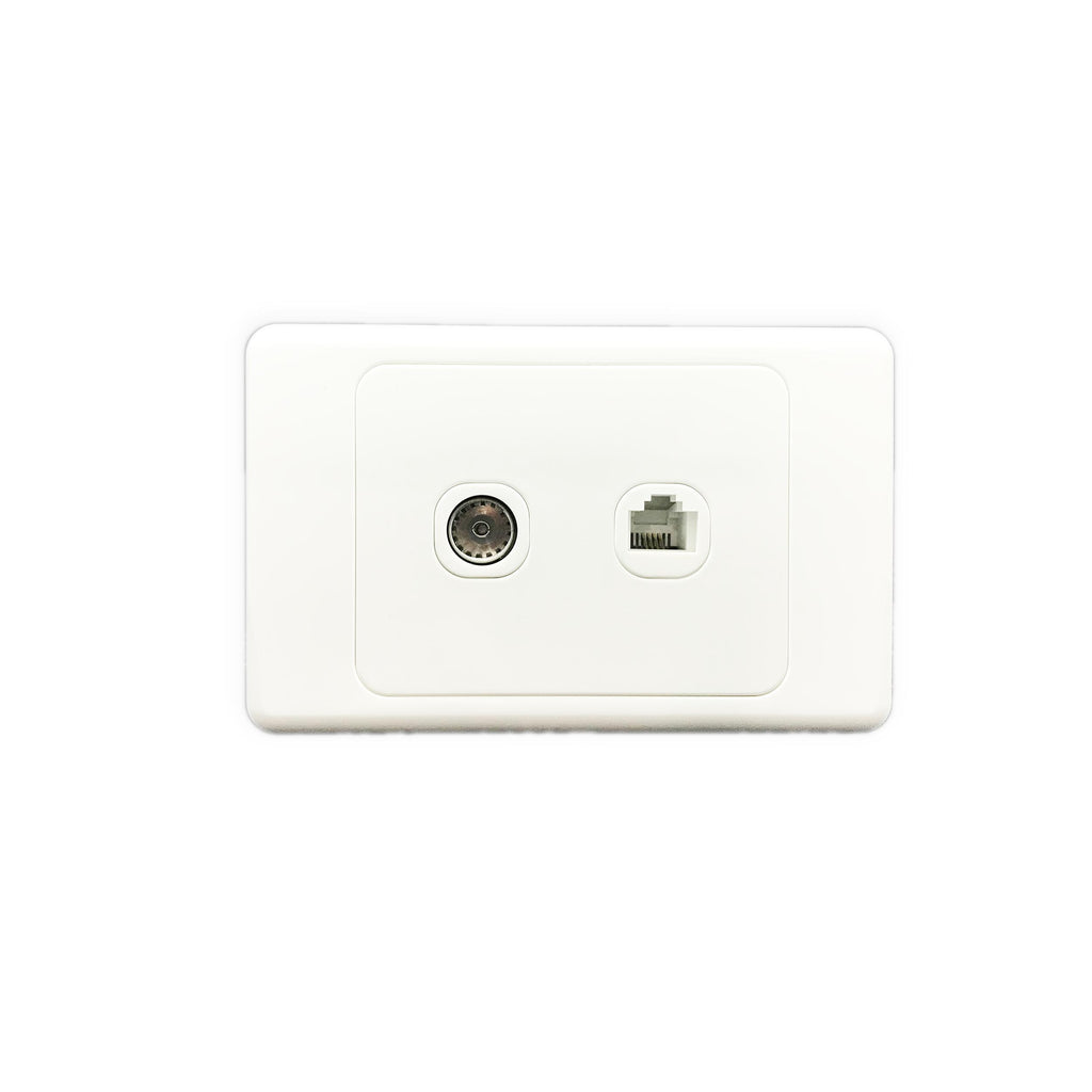 Combined TV Outlet and Telephone Wall Socket - AS322 - Star Sparky Direct
