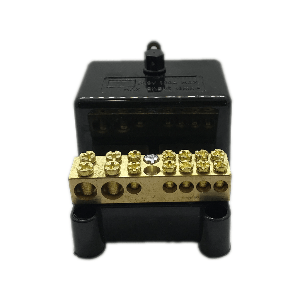 7 Hole Neutral Link with black cover 100amp - Star Sparky Direct