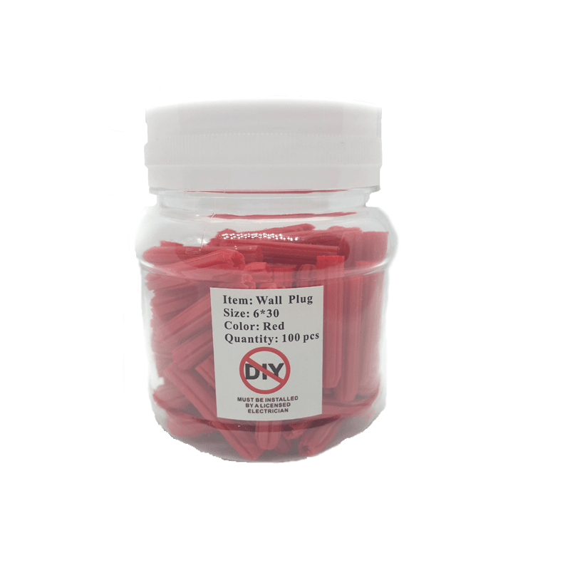 100 x 6x30mm Red wall plug Anchor - Star Sparky Direct