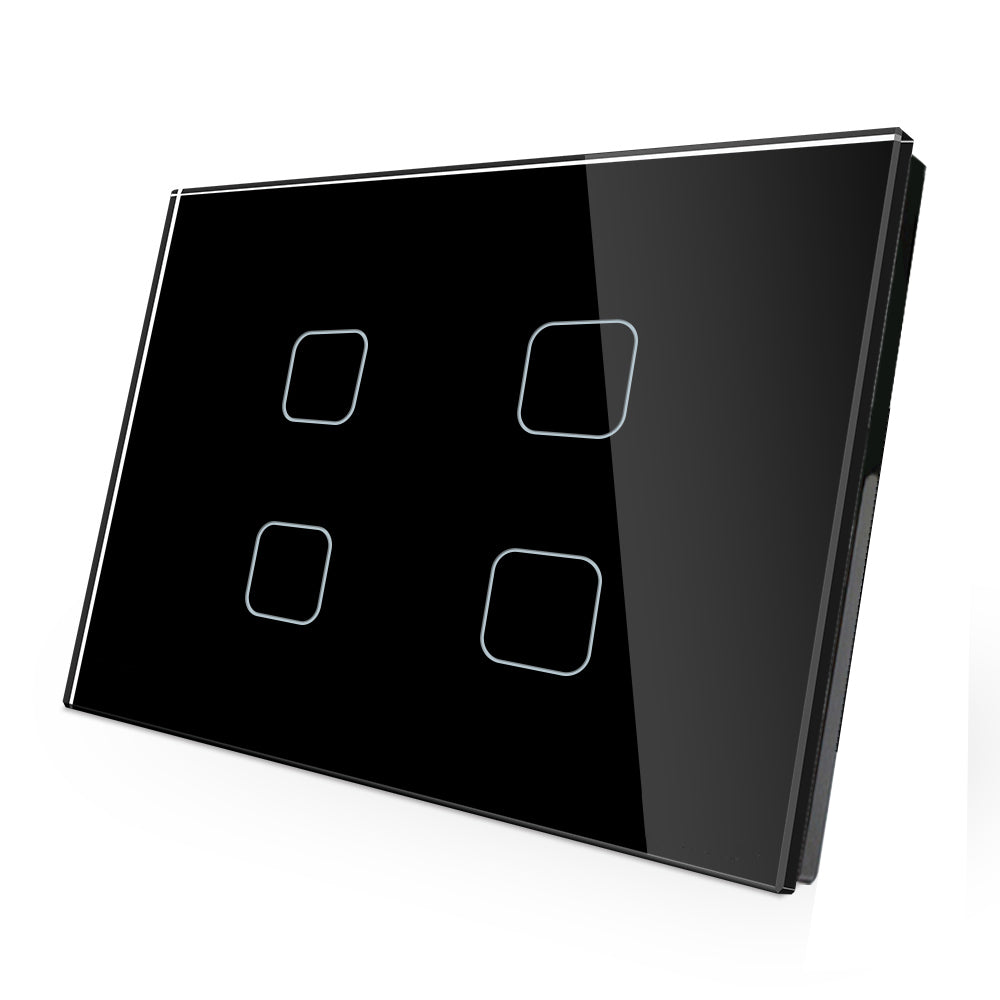 AU/NZ Approved Smart Home Wifi Light Wall Switch 4 Gang Grey Glass Touch Panel