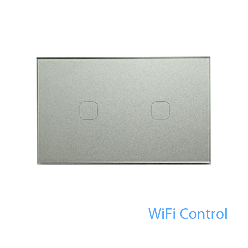 AU/NZ Approved Smart Home Wifi Light Wall Switch 2 Gang Grey Glass Touch Panel