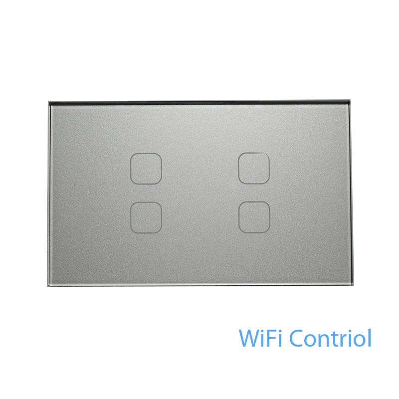 AU/NZ Approved Smart Home Wifi Light Wall Switch 4 Gang Grey Glass Touch Panel