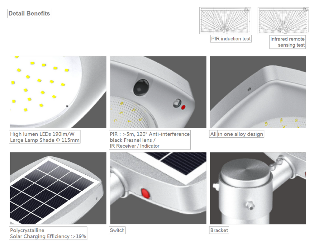 Solar Smart Motion Sensor LED Pole Design Outdoor Street Light