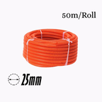 25mm PVC Corrugated Conduit Duct Heavy Duct Orange UV - 50mtr/Roll