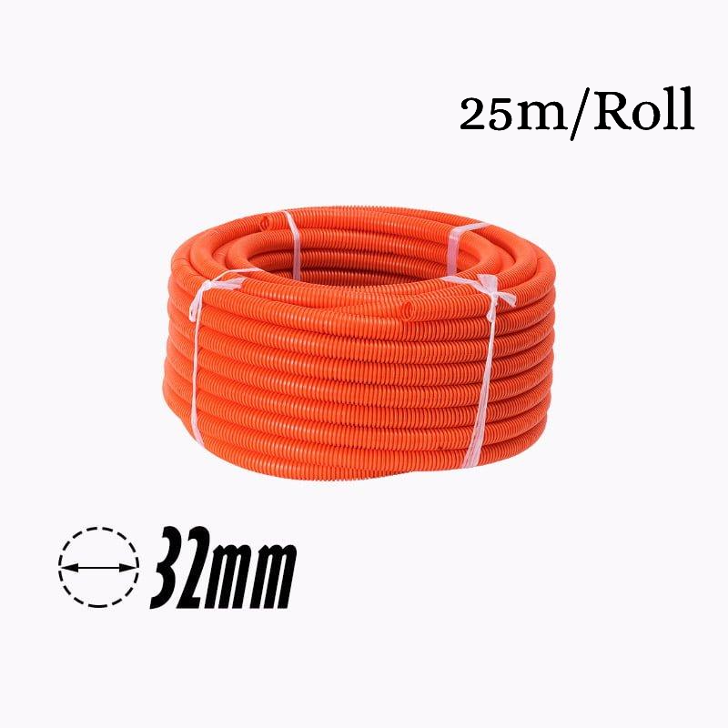 32mm PVC Corrugated Conduit Duct Heavy Duct Orange UV - 25mtr/Roll