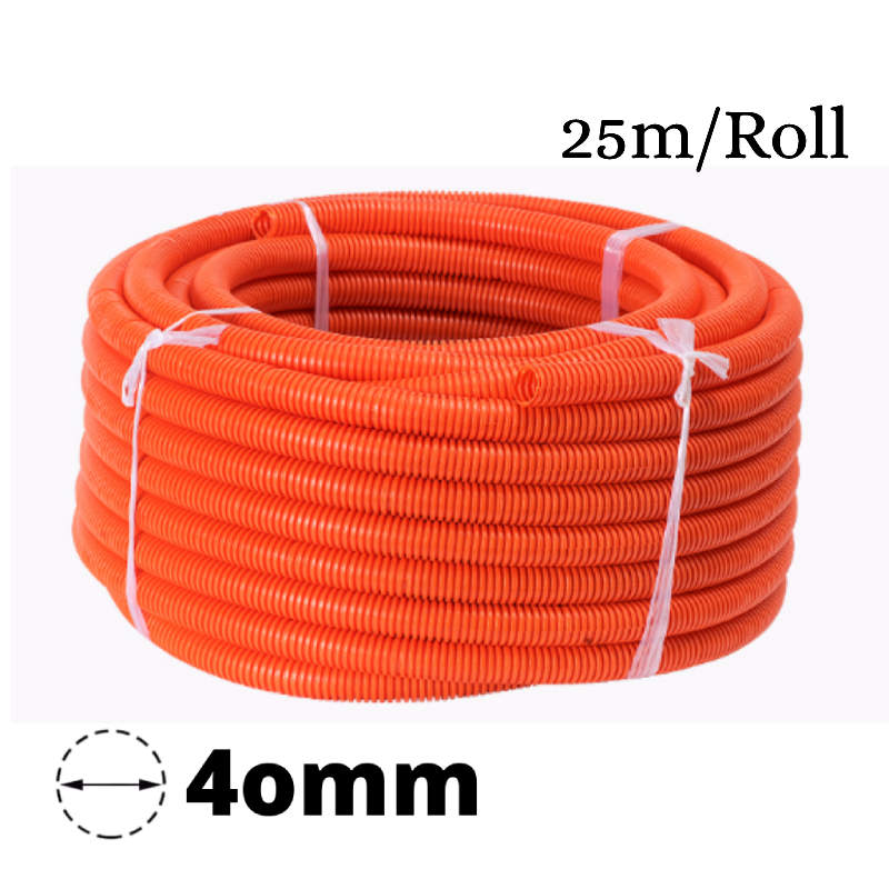 40mm PVC Corrugated Conduit Duct Heavy Duct Orange UV- 25mtr/Roll