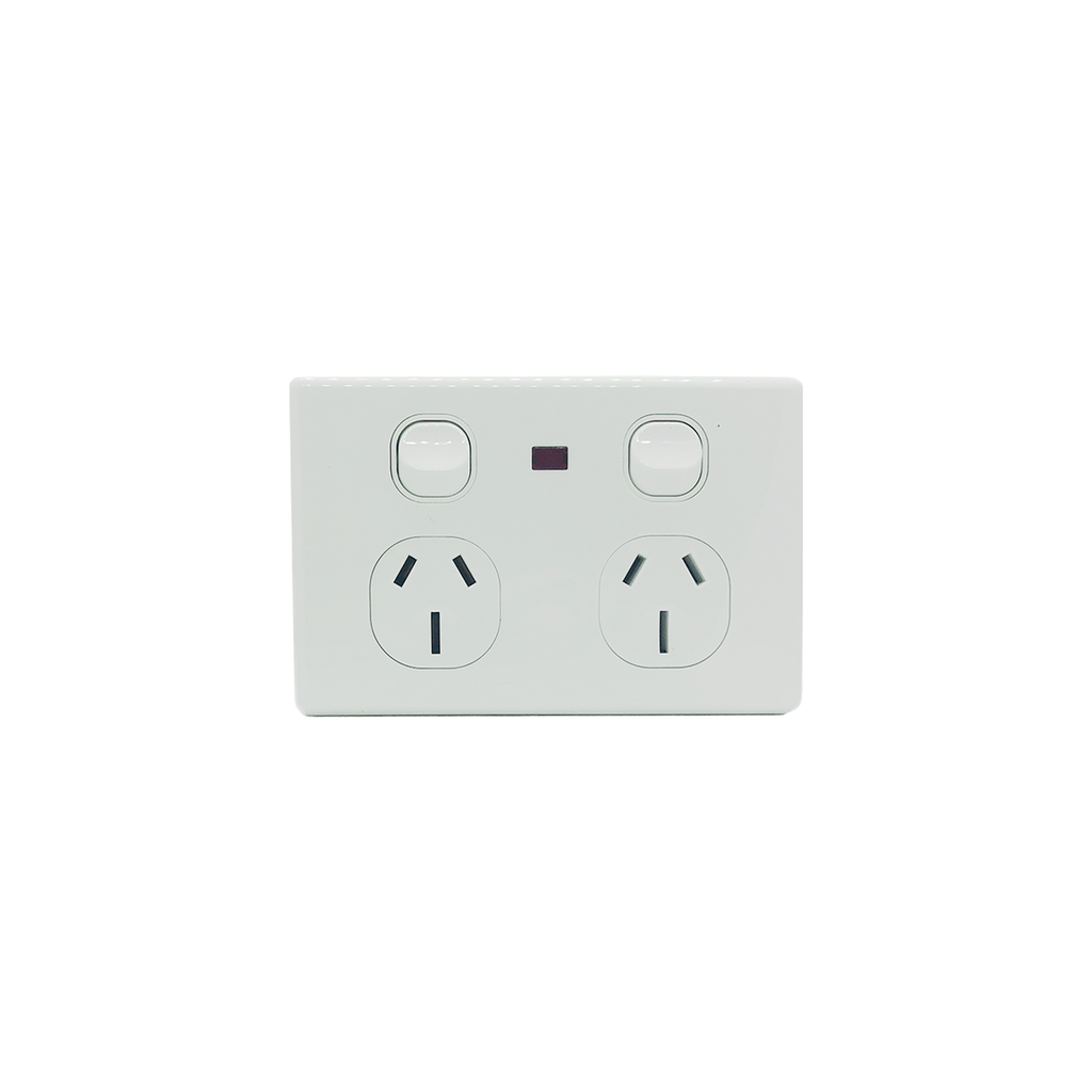 Horizontal Double Power Point with Neon 15A - KS337N - Star Sparky Direct