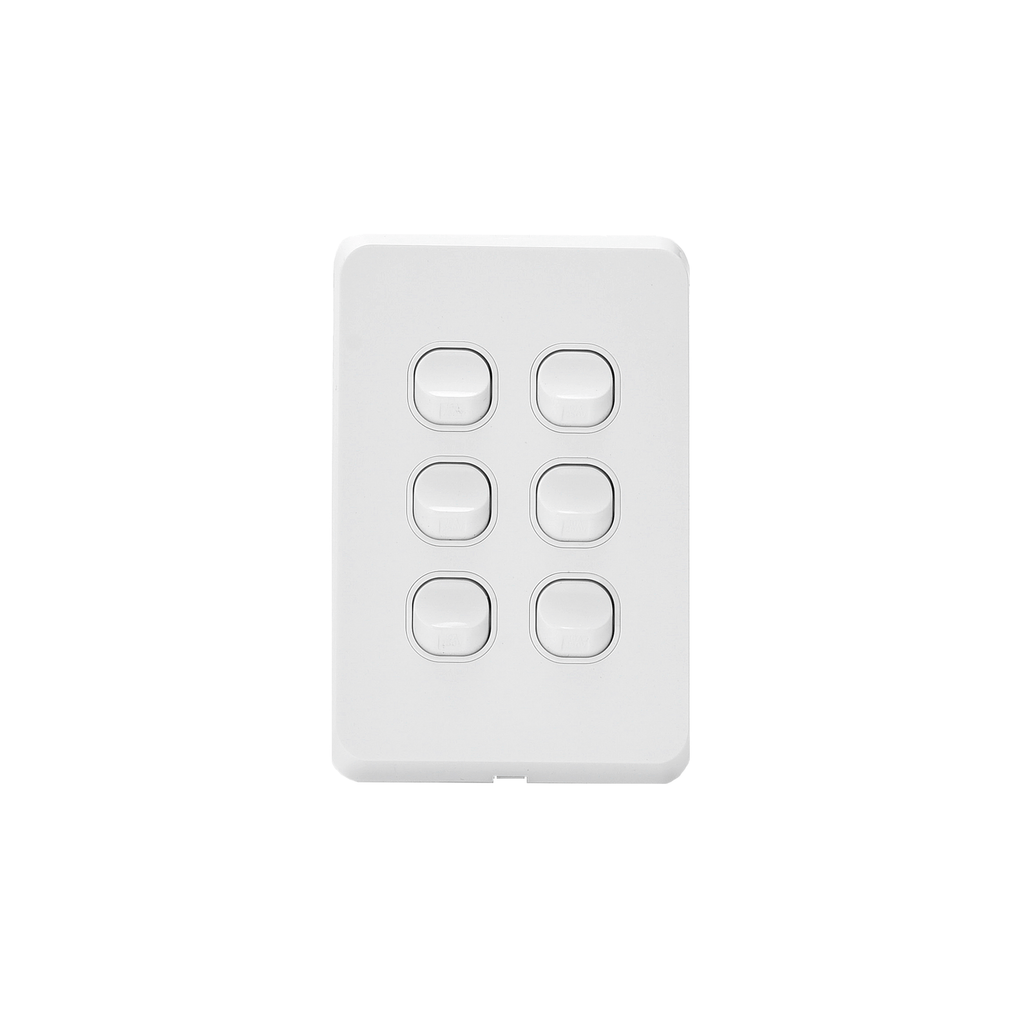 6 Gang Light Switch Vertical 10A 250V - RS312-V - Star Sparky Direct